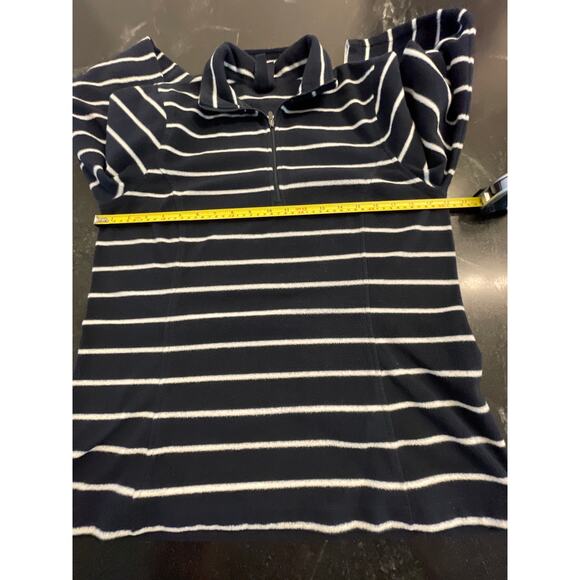 Land's End Navy/White 1/4 zip fleece pullover M/T 10-12 - Picture 5 of 8